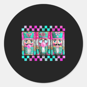 Colorful Preppy Nutcracker Design For Christmas Lo Classic Round Sticker