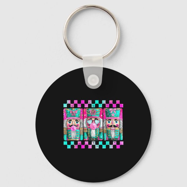Colorful Preppy Nutcracker Design For Christmas Lo Keychain (Front)