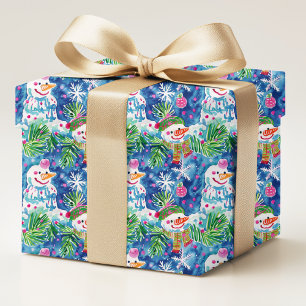 Colorful Preppy Snowmen Christmas Pattern Wrapping Paper