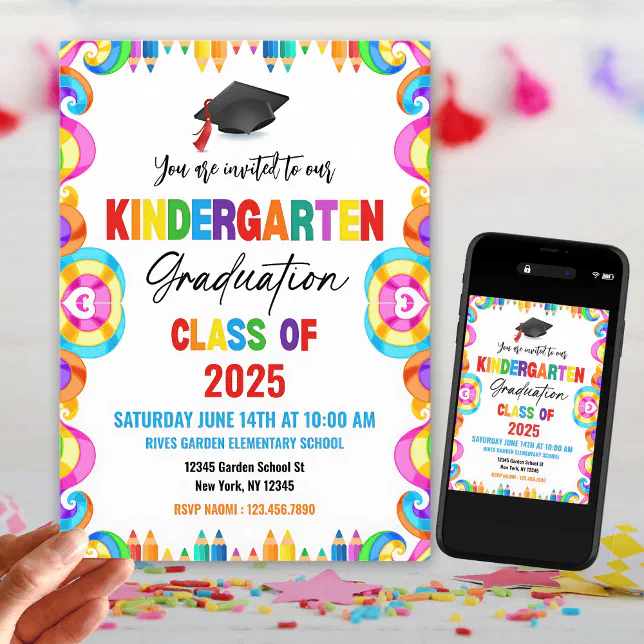 Colorful Preschool Graduation Invitation | Zazzle