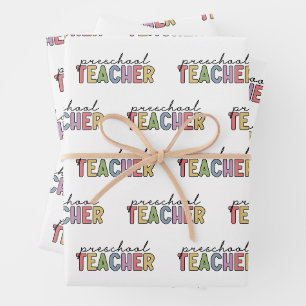 Colorful Preschool Teacher Wrapping Paper Sheets