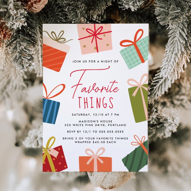 Colorful Presents Favorite Things Holiday Party Invitation (Creator Uploaded)