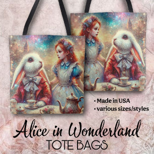 Colorful Pretty Alice In Wonderland Rabbit Tea  Tote Bag
