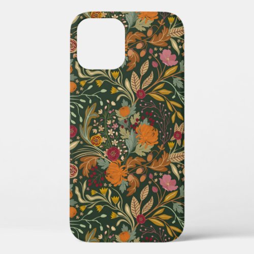 Colorful pretty autumn floral pattern iPhone 12 case