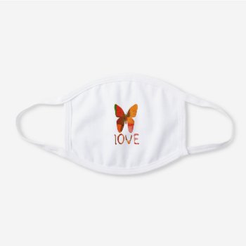 Colorful Pretty Cute Butterfly Love Coronavirus White Cotton Face Mask by 911business at Zazzle