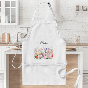 Colorful Pretty Flowers Floral Garden Personalized Adult Apron