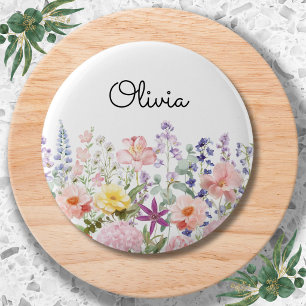 Colorful Pretty Flowers Floral Garden Personalized Button