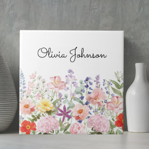 Colorful Pretty Flowers Floral Garden Personalized Ceramic Tile