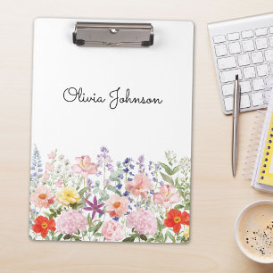 Colorful Pretty Flowers Floral Garden Personalized Clipboard