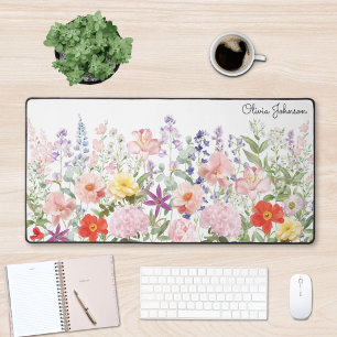Colorful Pretty Flowers Floral Garden Personalized Desk Mat