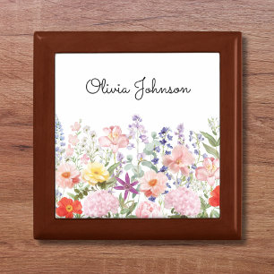 Colorful Pretty Flowers Floral Garden Personalized Gift Box