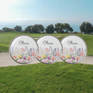 Colorful Pretty Flowers Floral Garden Personalized Golf Ball Marker