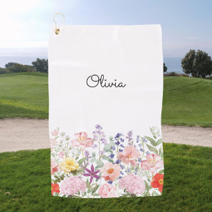 Colorful Pretty Flowers Floral Garden Personalized Golf Towel