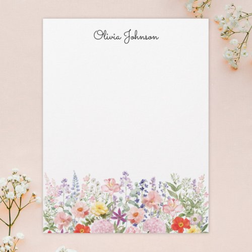 Colorful Pretty Flowers Floral Garden Personalized Letterhead