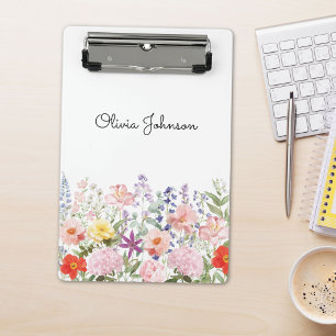 Colorful Pretty Flowers Floral Garden Personalized Mini Clipboard
