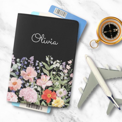 Colorful Pretty Flowers Floral Garden Personalized Passport Holder