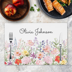 Colorful Pretty Flowers Floral Garden Personalized Placemat