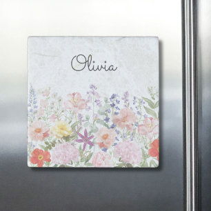 Colorful Pretty Flowers Floral Garden Personalized Stone Magnet