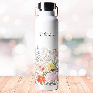 Colorful Pretty Flowers Floral Garden Personalized Water Bottle