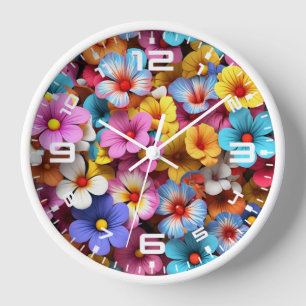 Colorful Pretty Flowers Pattern-20240 Clock