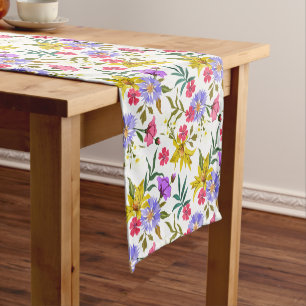 Colorful pretty flowers pattern short table runner