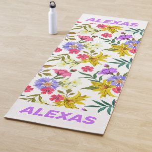 Colorful pretty flowers pattern yoga mat