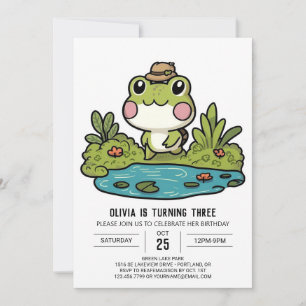 Colorful Pretty Frog Digital Birthday Invitation