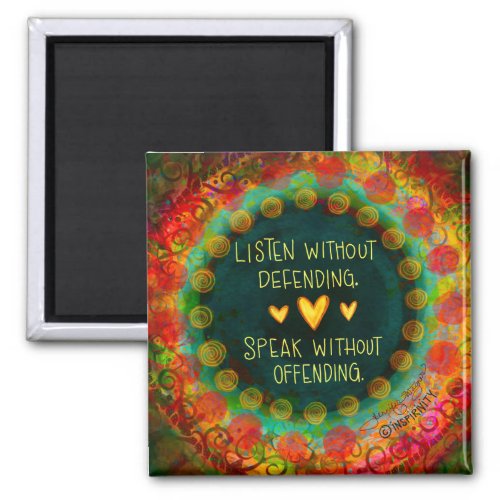 Colorful Pretty Listen Quote Inspirational Hearts Magnet