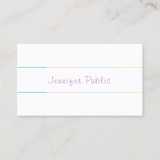 Colorful Pretty Modern Handwritten Text Simple Business Card (Front)