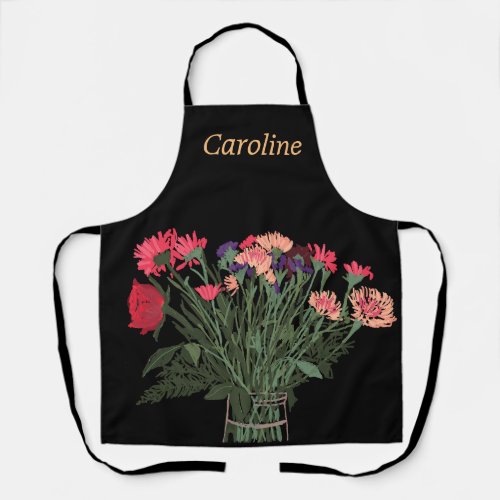 Colorful Pretty Spring Flower Custom Name For Her Apron