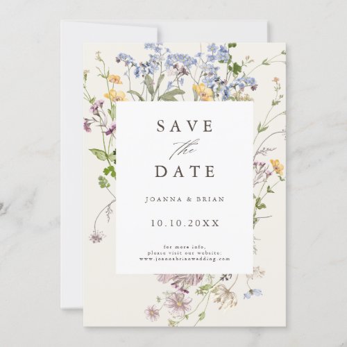 Colorful Pretty Spring Wildflower Meadow Garden  Save The Date