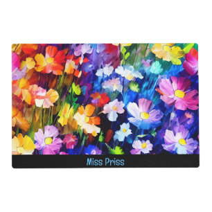 Colorful Pretty Wildflowers Personalized Pet Name Placemat