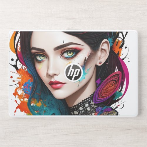 Colorful Pretty Womans Face HP Laptop Skin