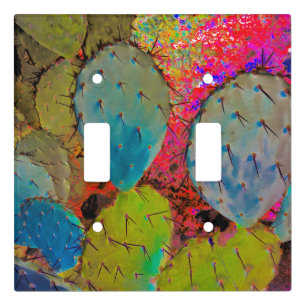 Colorful Prickly Pear Cactus Desert Southwest Light Switch Cover