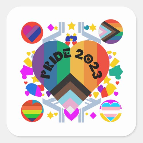Colorful Pride 2023 Design Celebrating Diversity  Square Sticker