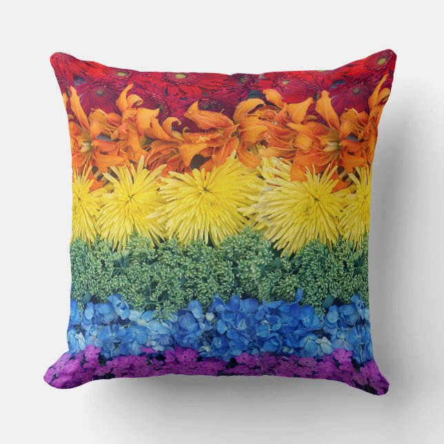 Colorful Pride Flower Collection Throw Pillow (Front)