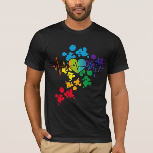 Colorful Pride Heart Rainbow Heartbeat lgbt T_Shirt