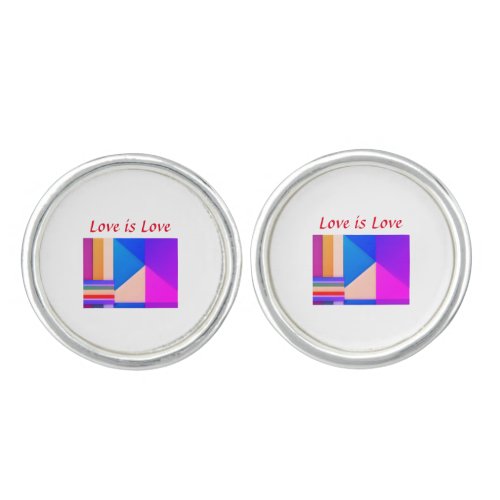 Colorful pride month gay LGBTQ love add name  text Cufflinks