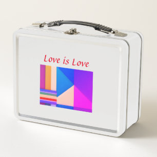 Colorful pride month gay LGBTQ love add name text Metal Lunch Box