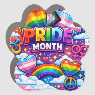 Colorful Pride Month Rainbow and Unicorn Art  Car Magnet