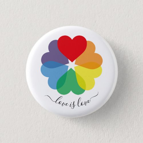Colorful Pride Rainbow Hearts Button