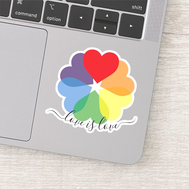 Colorful Pride Rainbow Hearts  Sticker (Detail)