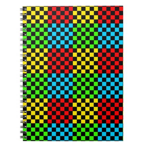 Colorful Primary Colors Checkerboard Spiral Notebook