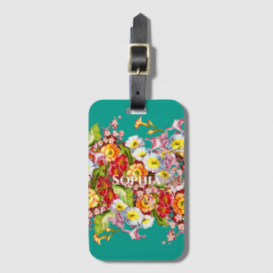 Colorful Primroses Cute Floral Spring Personalized Luggage Tag