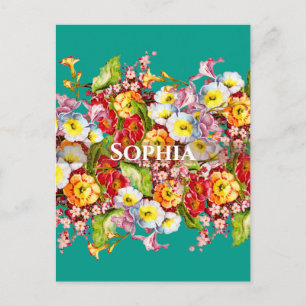 Colorful Primroses Cute Floral Spring Personalized Postcard