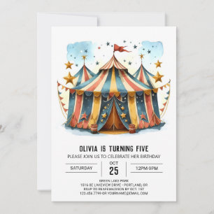 Colorful Printable Joy Circus Birthday Invitation