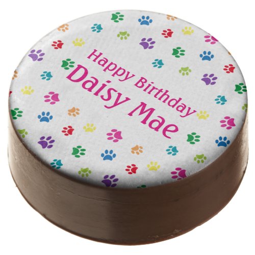 Colorful Prints Pink Custom Pet Birthday Party Chocolate Covered Oreo