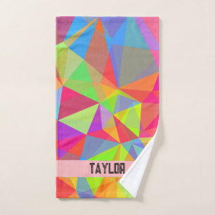 Colorful Prism Geometric Kaleidoscope Rainbow Hand Towel