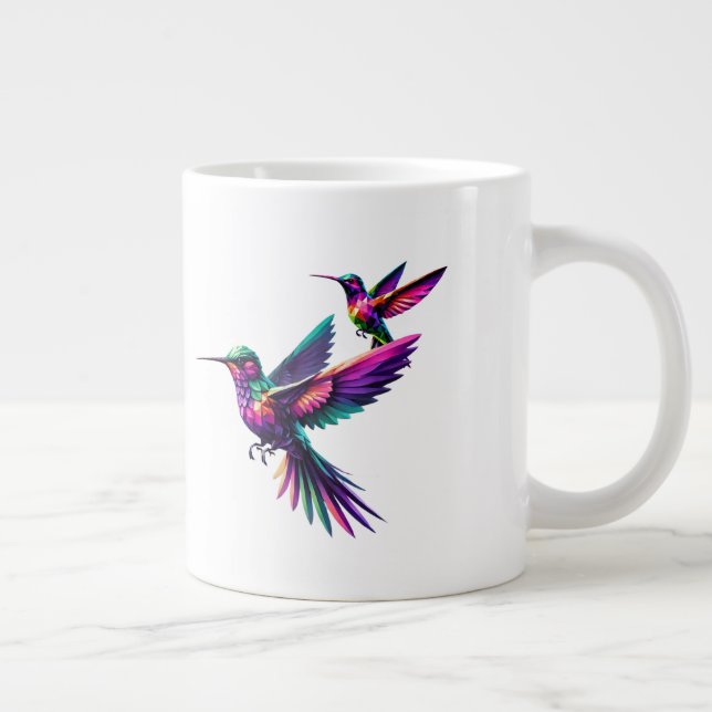 Colorful prism hummingbird giant coffee mug (Right)
