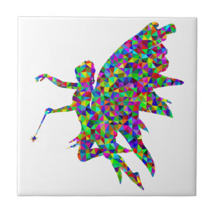 Colorful Prismatic Fairy Holding Out a Wand Ceramic Tile